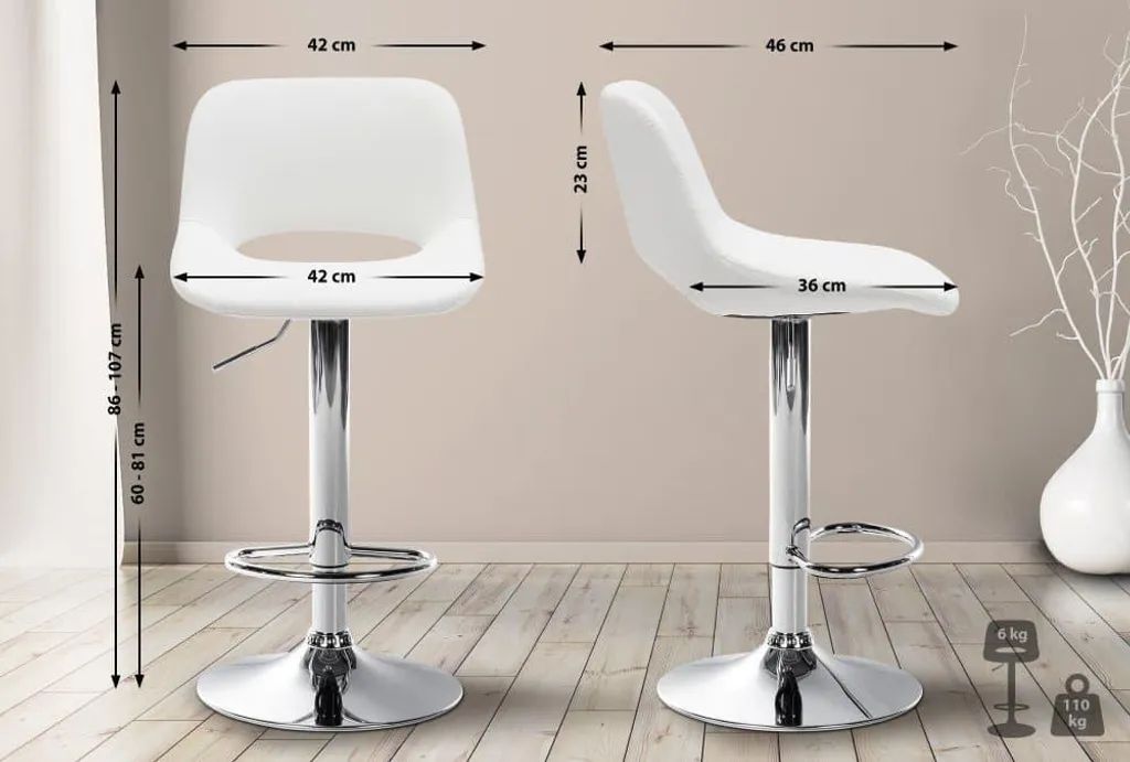 Sgabello Alto Bianco Bar con Base Cromata - Offerta Limitata Online - 6