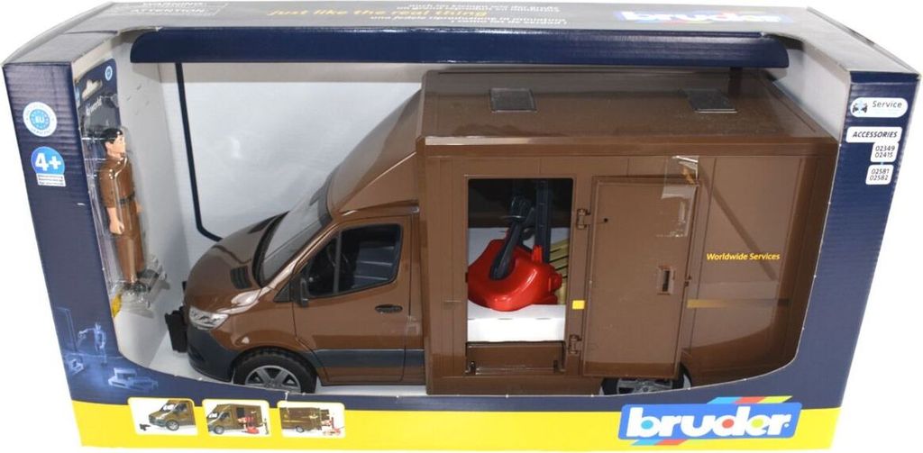 Bruder 2538 Mercedes Benz Sprinter UPS s řidičem a palet. vozíkem