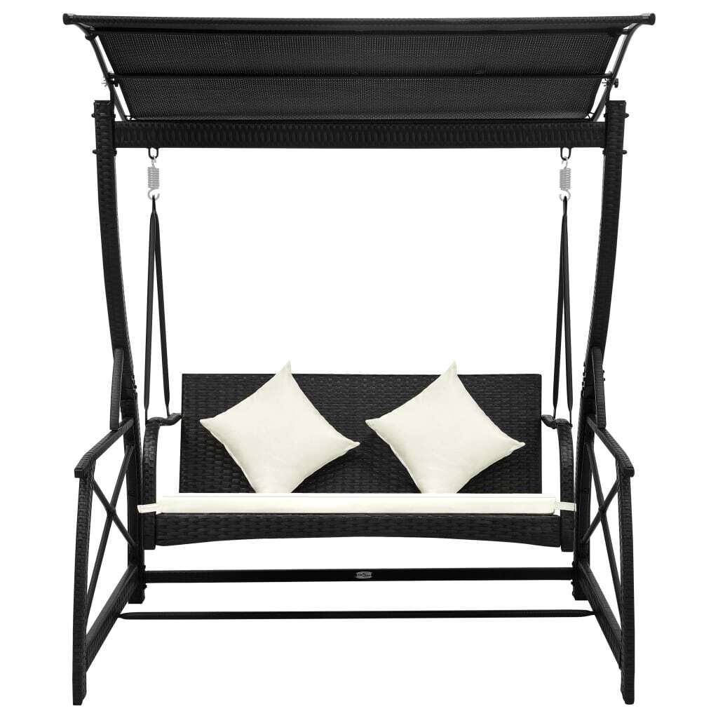 vidaXL Huśtawka Hollywood 3-osobowa z dachem z rattanu w Zdjęcie produktu 