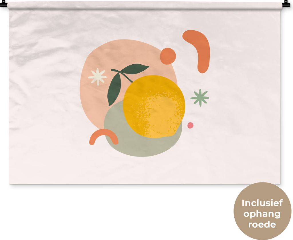 MuchoWow Wandteppich Wandbehang Zitrone - Obst - Pastell 150x100 cm Tapisserie Dekoration Wandtuch - Waschbar - Tapisserien - Wand-Decke