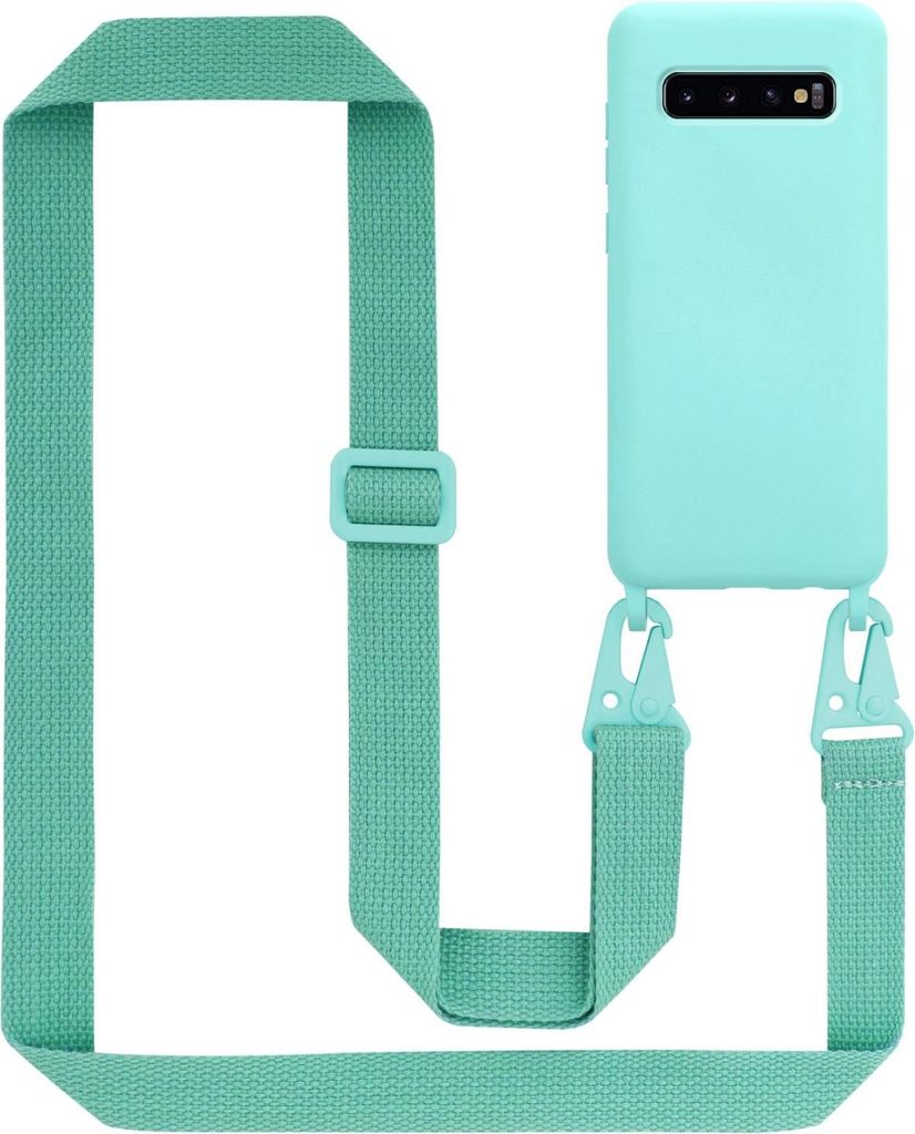 Cadorabo Schutzhülle für Samsung Galaxy S10 PLUS Hülle in Türkis Handykette Etui längenverstellbar Kordel Band