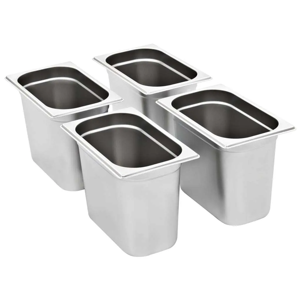 Récipients Gastronorm GN 1/4 inox 200mm pour restauration - 4 pièces