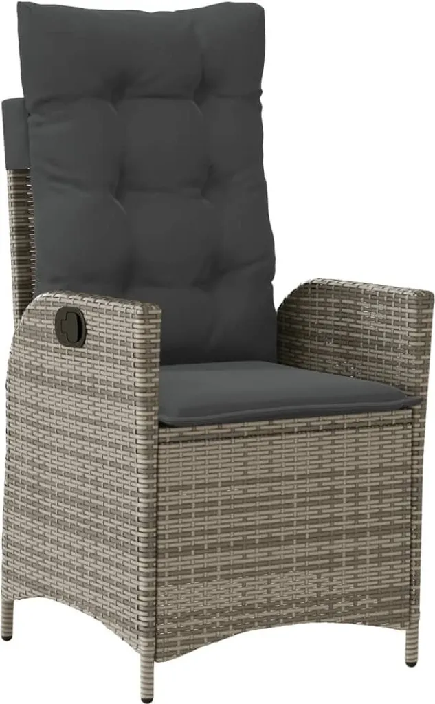Poltrona Giardino vidaXL Grigio Poly Rattan: Relax Regolabile e Cuscini