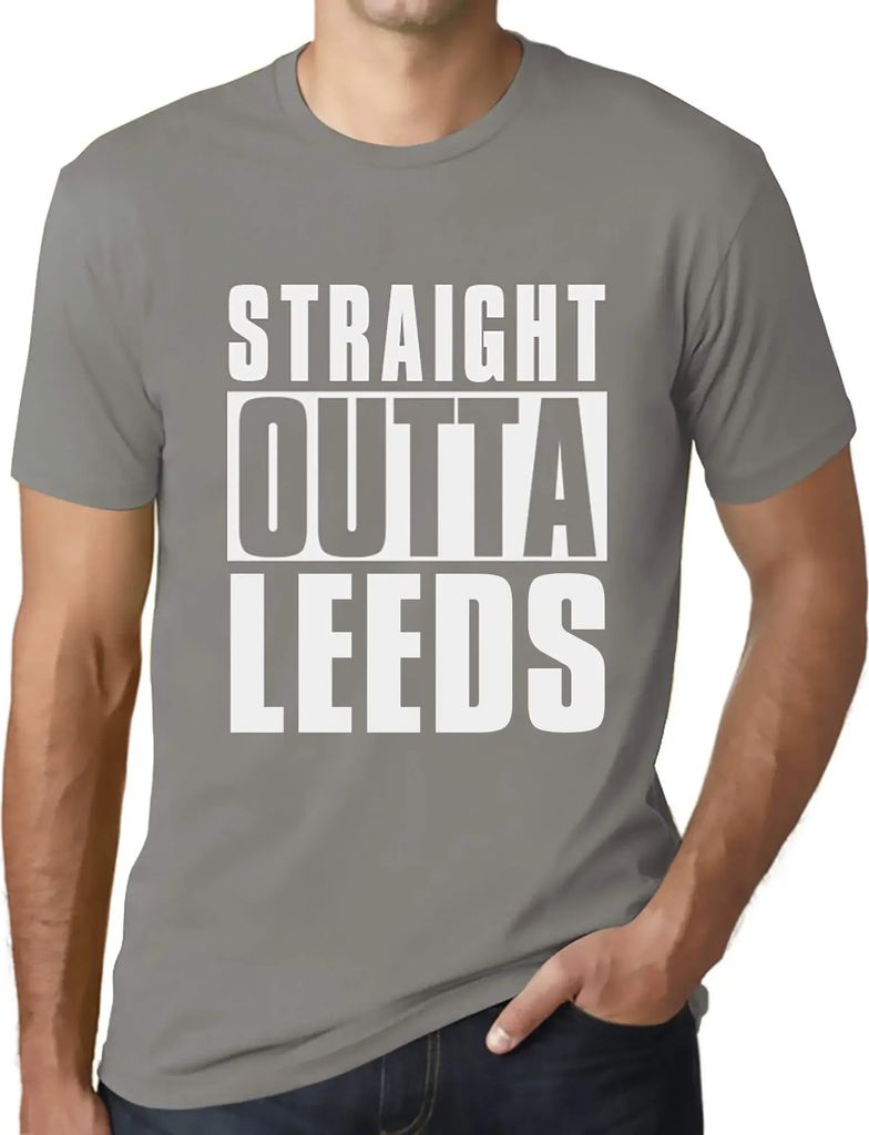 Herren Grafik T-Shirt Straight Outta Leeds Öko-Verantwortlich Vintage Jahrgang Kurzarm Lustige Druck Geburtstag Geschenk Mann