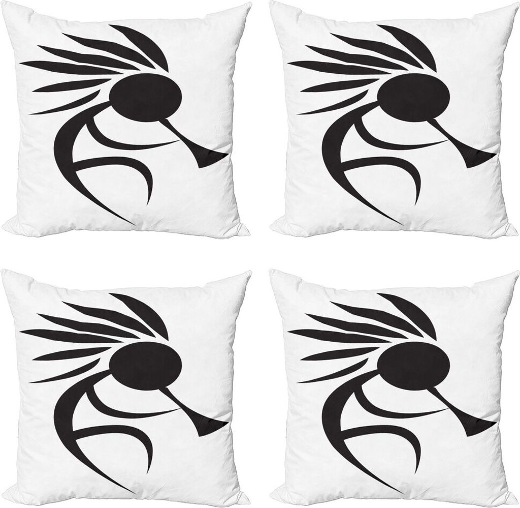 ABAKUHAUS Kokopelli Kissenbezug Set (4 Stück), Musik Primitive Kunst Artikel, Moderner Doppelseitiger Digitaldruck, 45 cm x 45 cm, Charcoal Grau u...