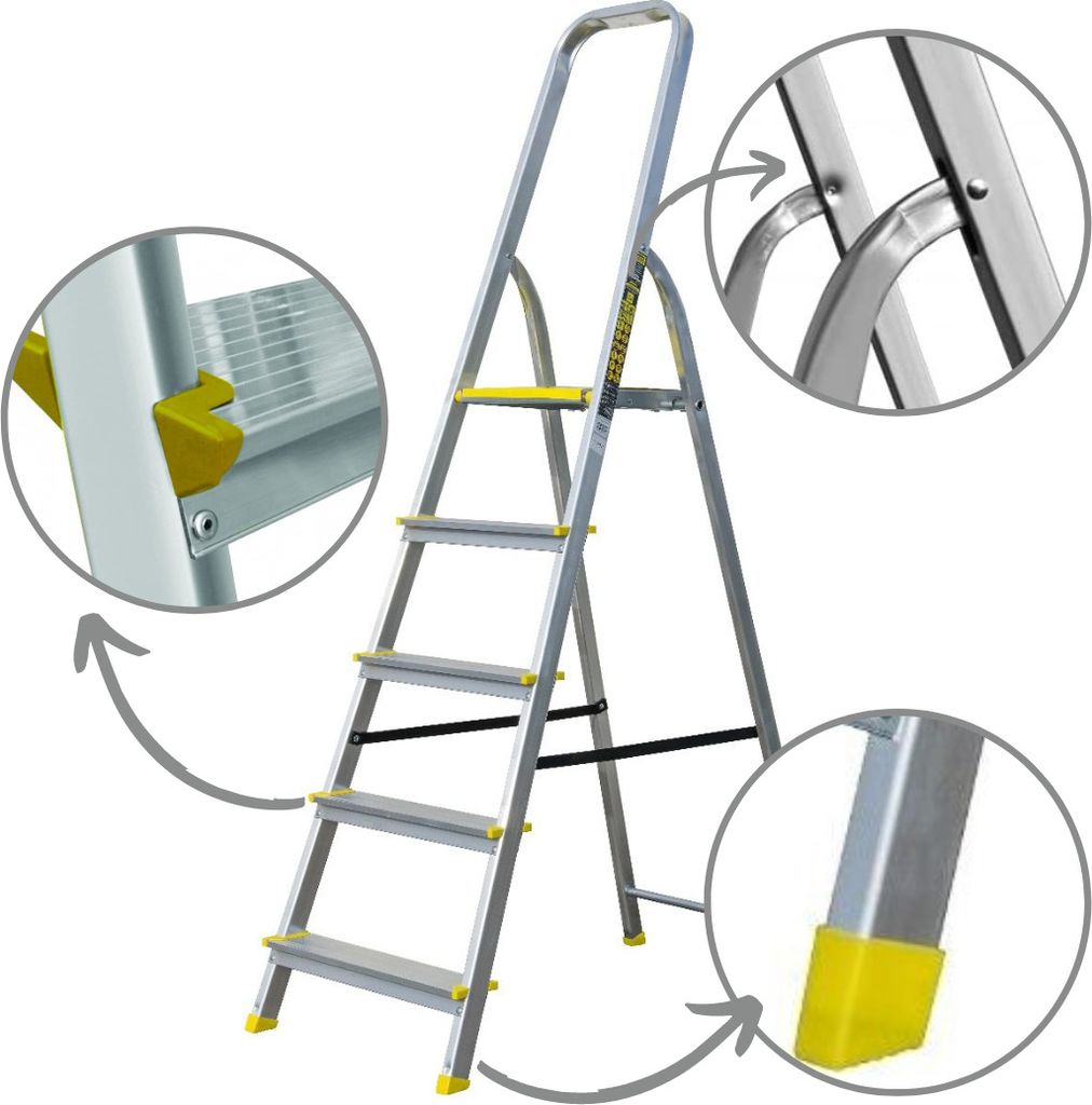 Bayersystem Aluminium-Leiter 120Kg 5 Stufen Produktbild 