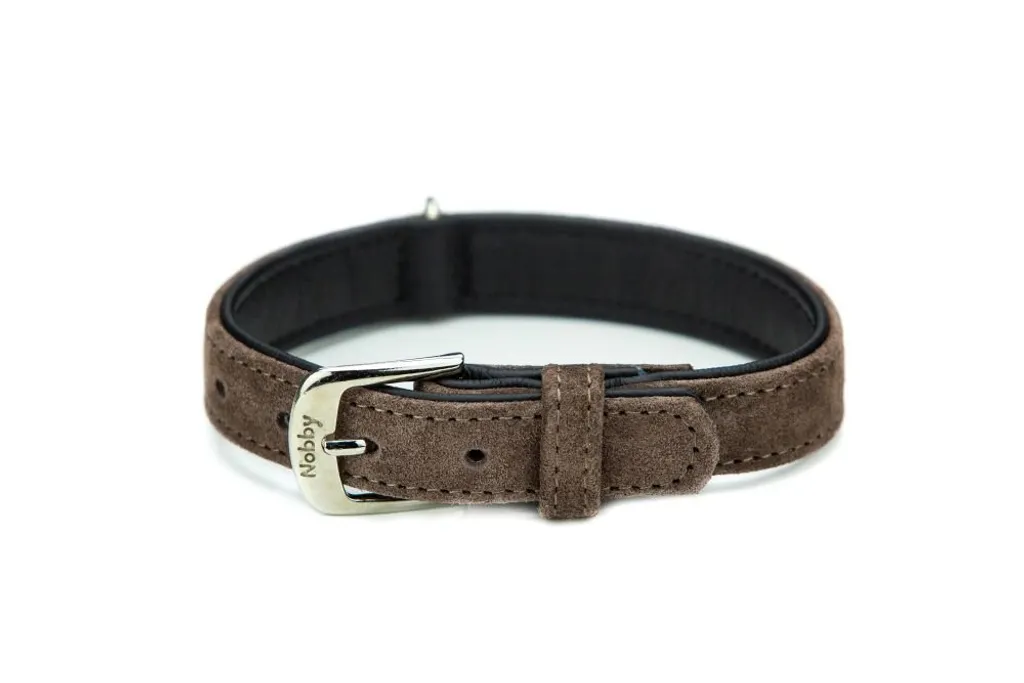 Collare Nobile VELOURS 37cm Marrone Radice | Eleganza in Velluto per Cani