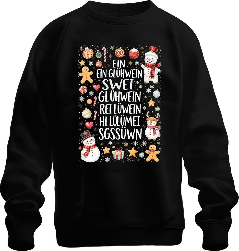 Ein Ein Glühwein Zwei Glühwein Rei Lülümei Weihnachten Geschenk Uni Sweatshirt Pullover, Schwarz, XL