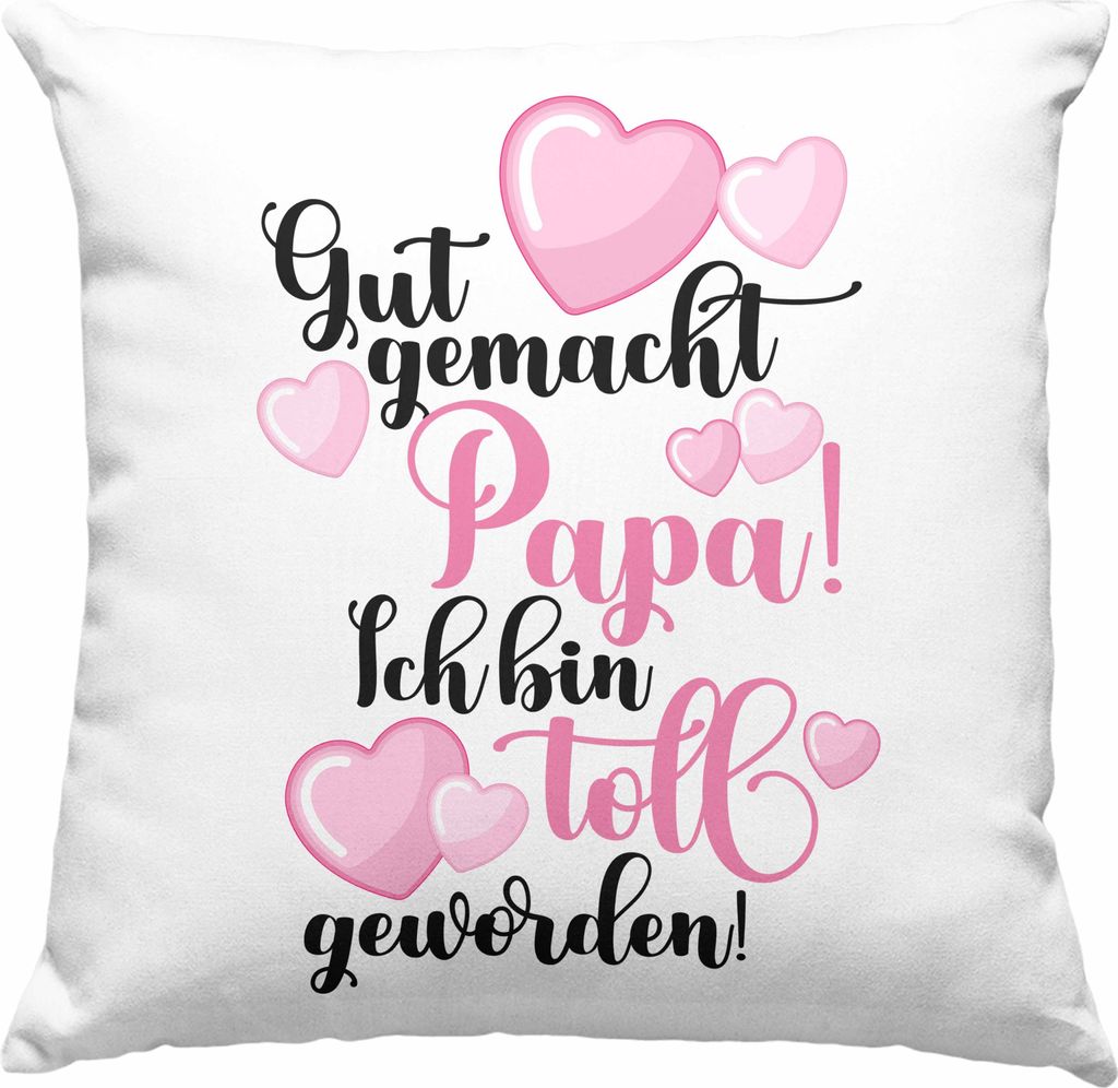 Trendation - Vater Geschenk Deko-Kissen mit Füllung 40x40 Vatertag Geschenkidee Papa Geschenke von Tochter Lustige Deko-Kissen mit Füllung 40x40 ...