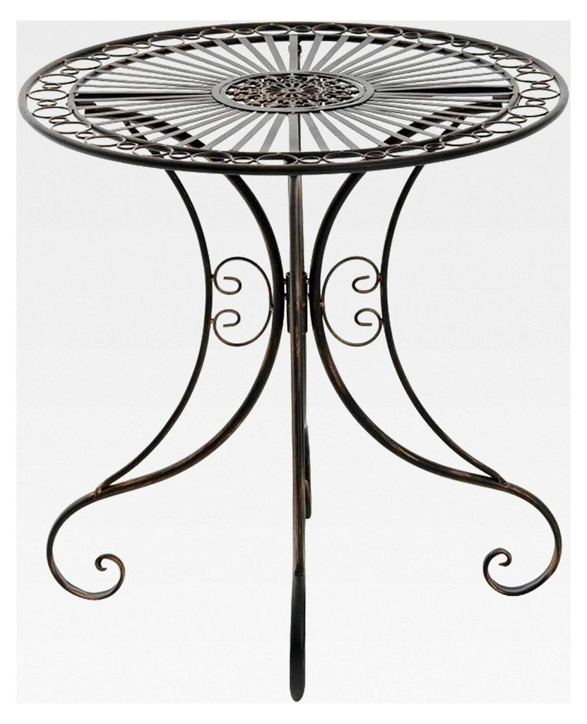 Gartentisch Hari I Bistrotisch mit kunstvollen Verzierungen I Eisentisch im Jugendstil, Farbe: Bronze