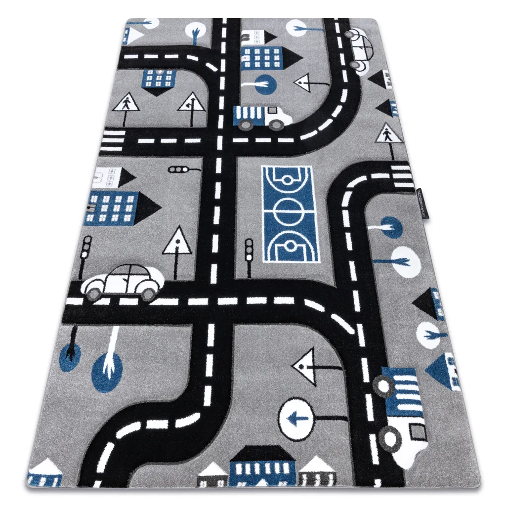Tapis PETIT CITY VILLE RUE gris anthracite en format géant 280x370 cm