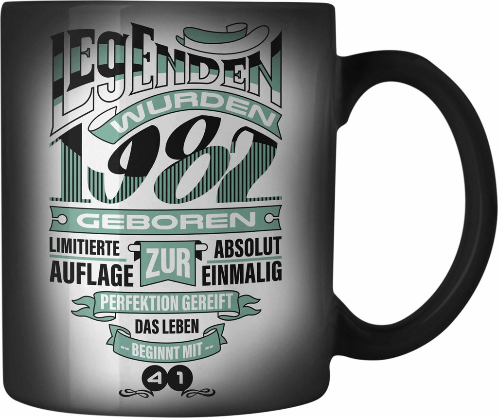 TRENDATION 40. Geburtstag Farbwechsel Zauber-Tasse Frau Mann Geschenk 40er Geschenkidee 40 Mutter Vater (Schwarz)