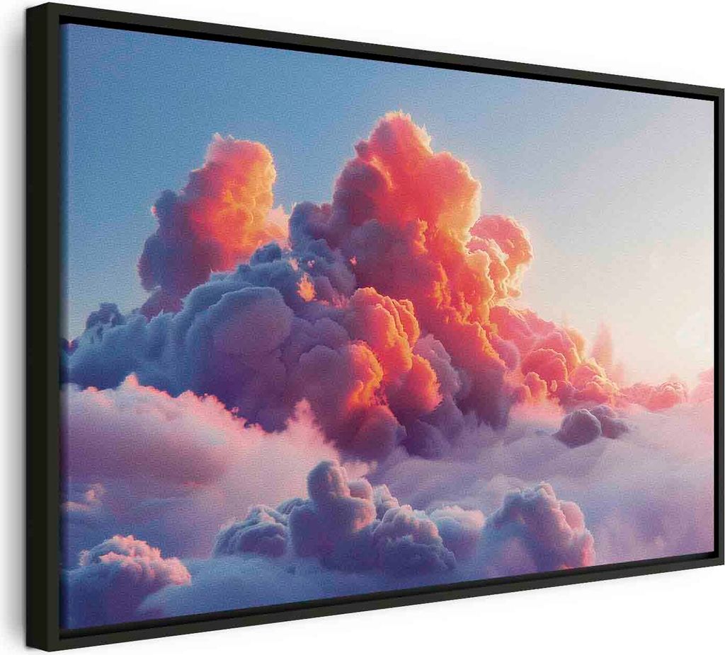 Italienischer Leinwand Leinwandbild - Twilight Spectacle: Clouds in Shades of Pink and Violet 90x60 cm Muster b-H-10030-b-a