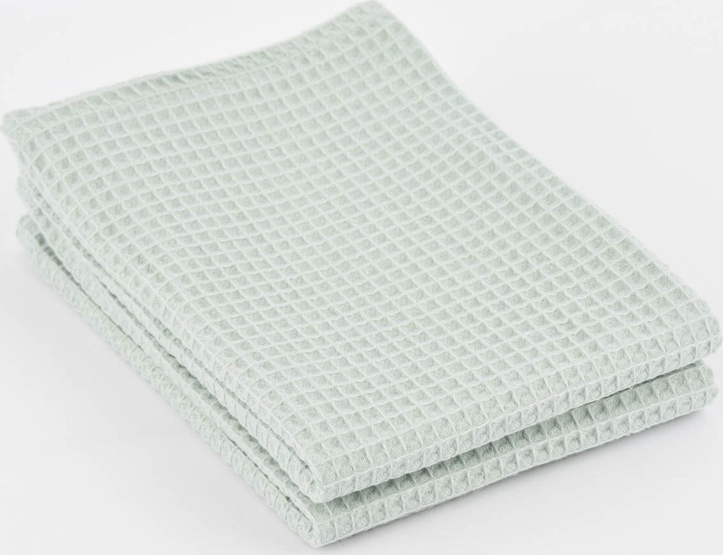SCHÖNER LEBEN. Geschirrtuch 2er Set Waffelpique einfarbig 50x70cm verschiedene Farben Farbe rauchmint