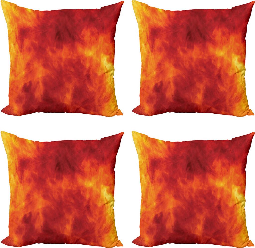 ABAKUHAUS Orange Kissenbezug Set (4 Stück), Feuer und Flammen Entwurf, Moderner Doppelseitiger Digitaldruck, 45 cm x 45 cm, Orange Gelb