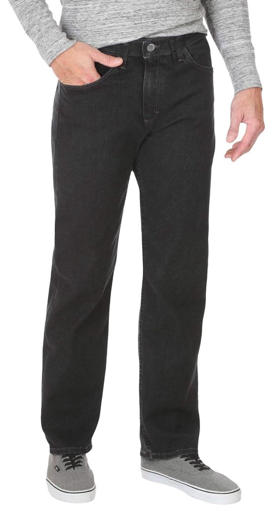 Herren Jeanshose Gerade Regular Fit Waschung Modisch Schwarz Größe 42