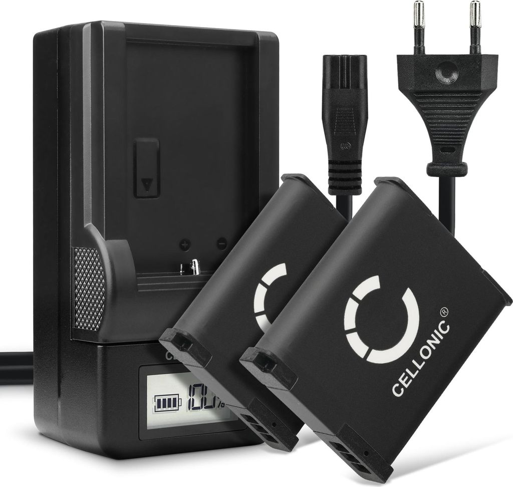 CELLONIC 2x Akku für Kamera Kompatibel mit Panasonic Lumix DMC-TZ60, Lumix DMC-ZS100, Lumix DMC-TZ55, DMW-BCM13 - (1050mAh, 3.7V) + Ladegerät
