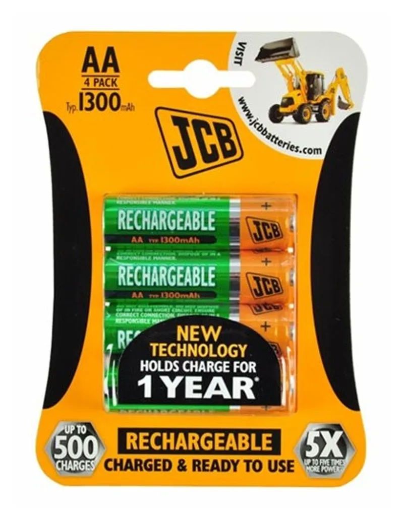 Accus rechargeables AA pour jouets et télécommandes - JCB 1200mAh x4