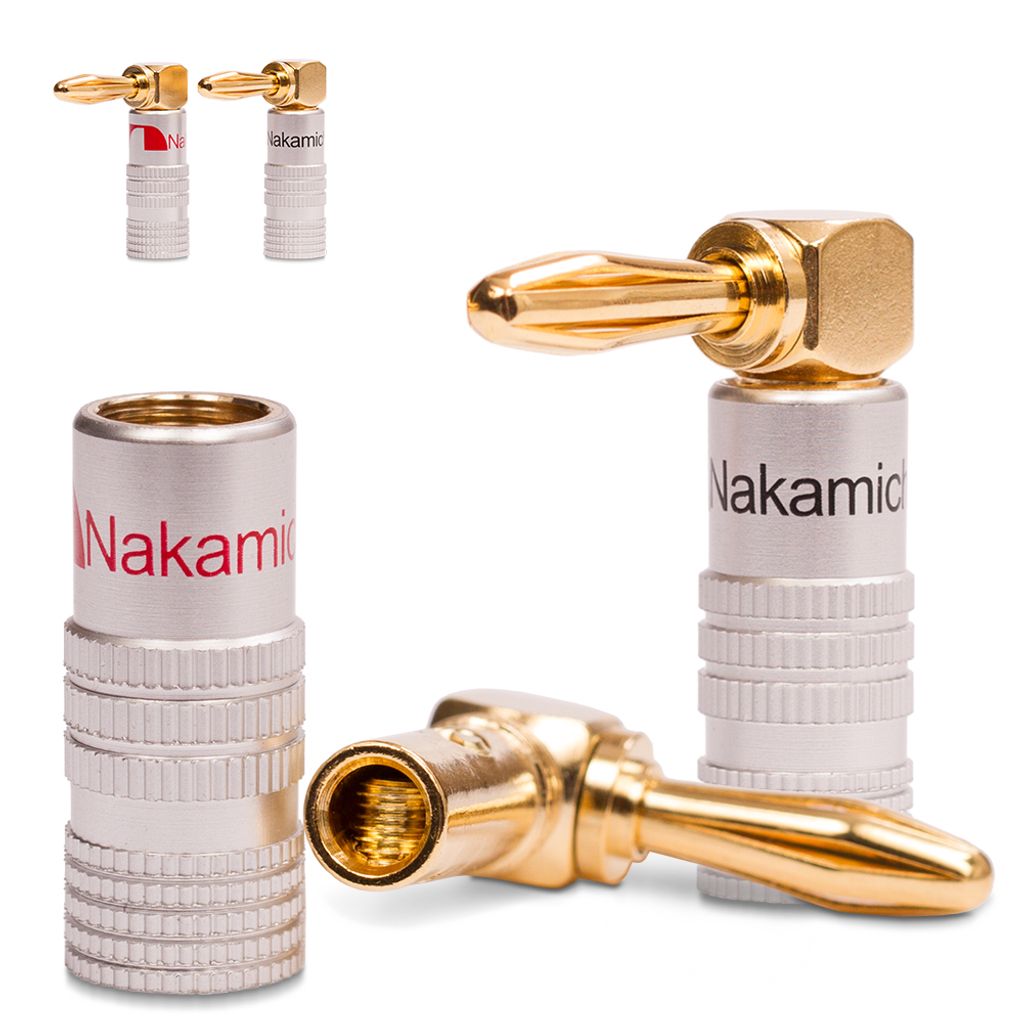 4x Nakamichi High End Gabelschuhe Kabelschuhe vergoldet für Kabel bis 6mm² 24K 