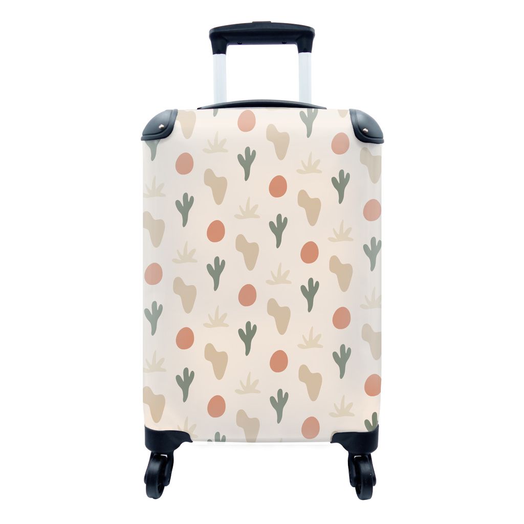 MuchoWow Koffer Handgepäck Trolley Rollkoffer Kleine Reisekoffer mit 4 Rollen - Hintergrund - Pastell - Pflanzen - Cabin Size < 55x40x23 cm & 55...