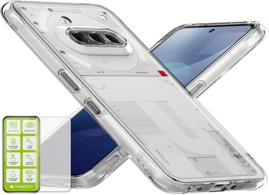 Für Nothing Phone 3a Silikon TPU Schutz Hülle Cover Transparent + H9 Hart Glas Folie