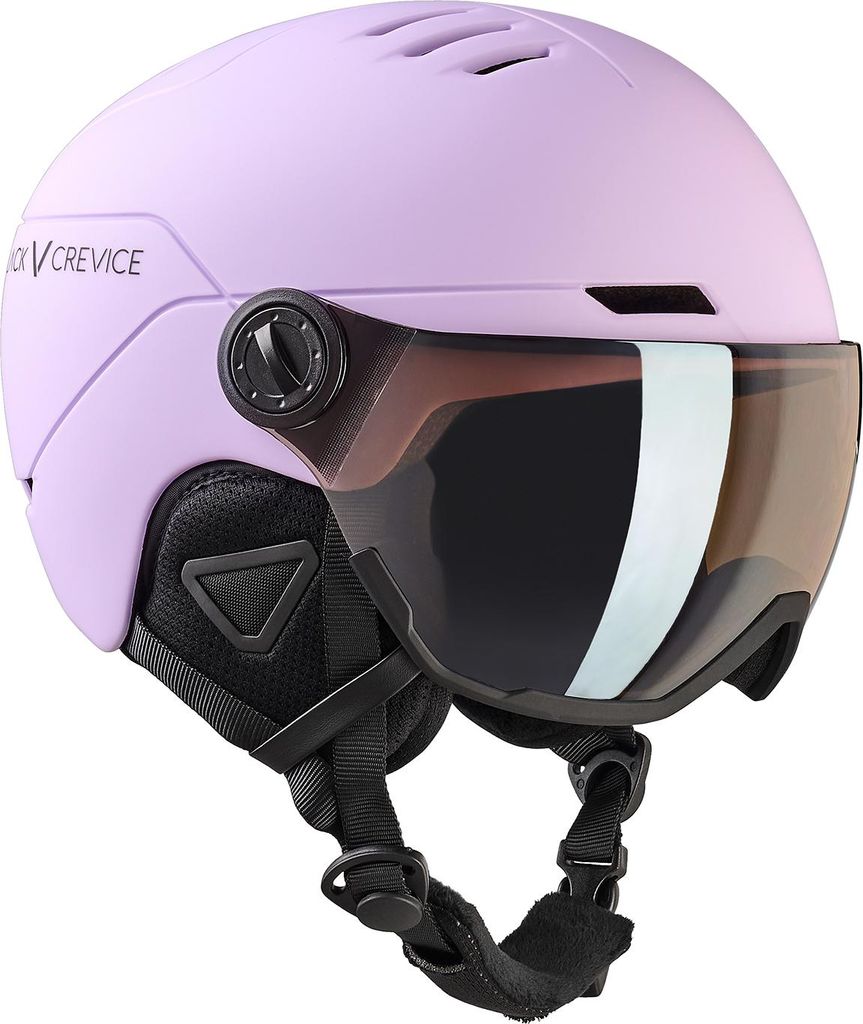 BLACK CREVICE - Kinder- & Jugend-Skihelm mit Visier | Modell: CORTINA | Farbe: Lavendel | Gr.: XXS = 1 (48-52 cm)