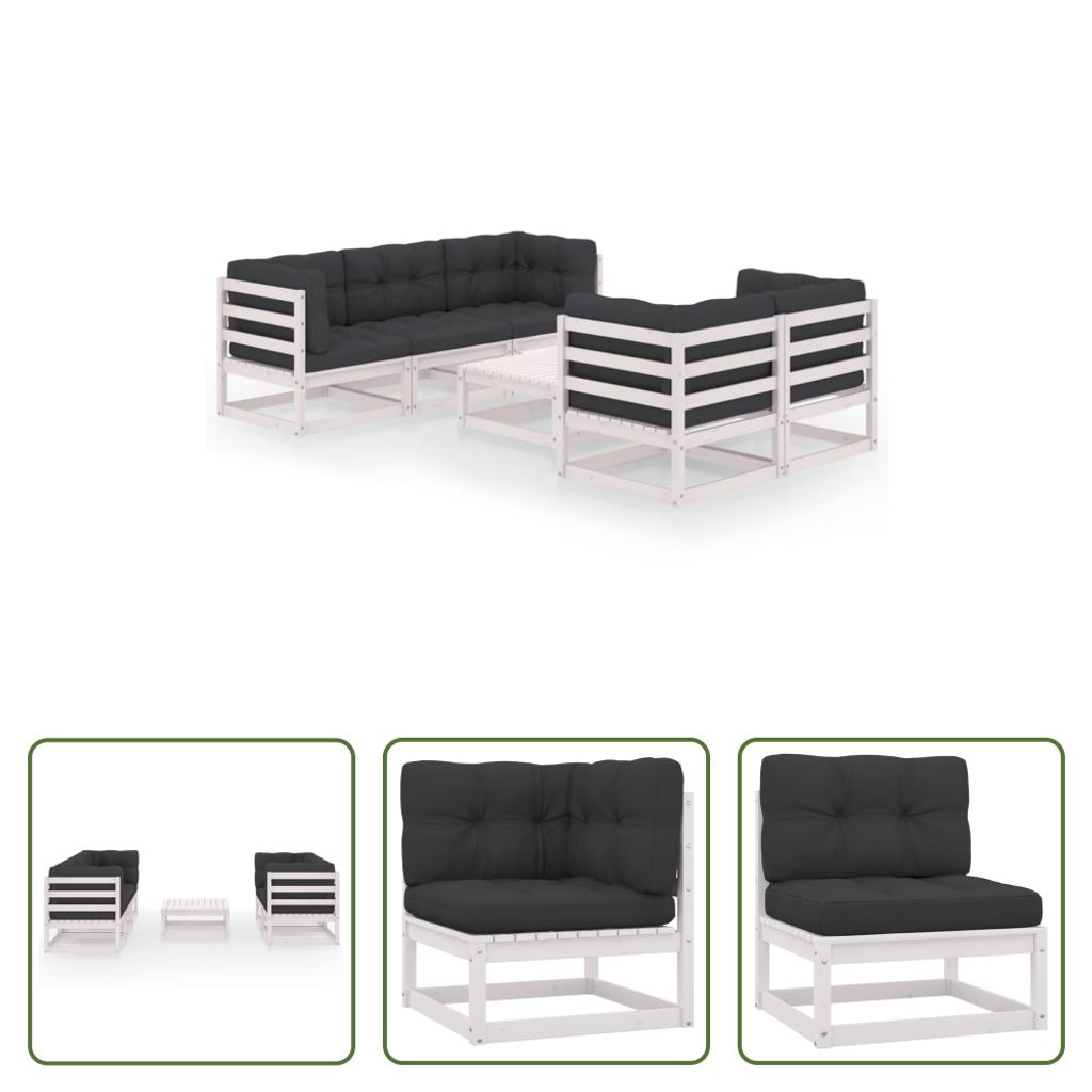 The Living Store 6-tlg. Garten-Lounge-Set mit Kissen Kiefer Massivholz