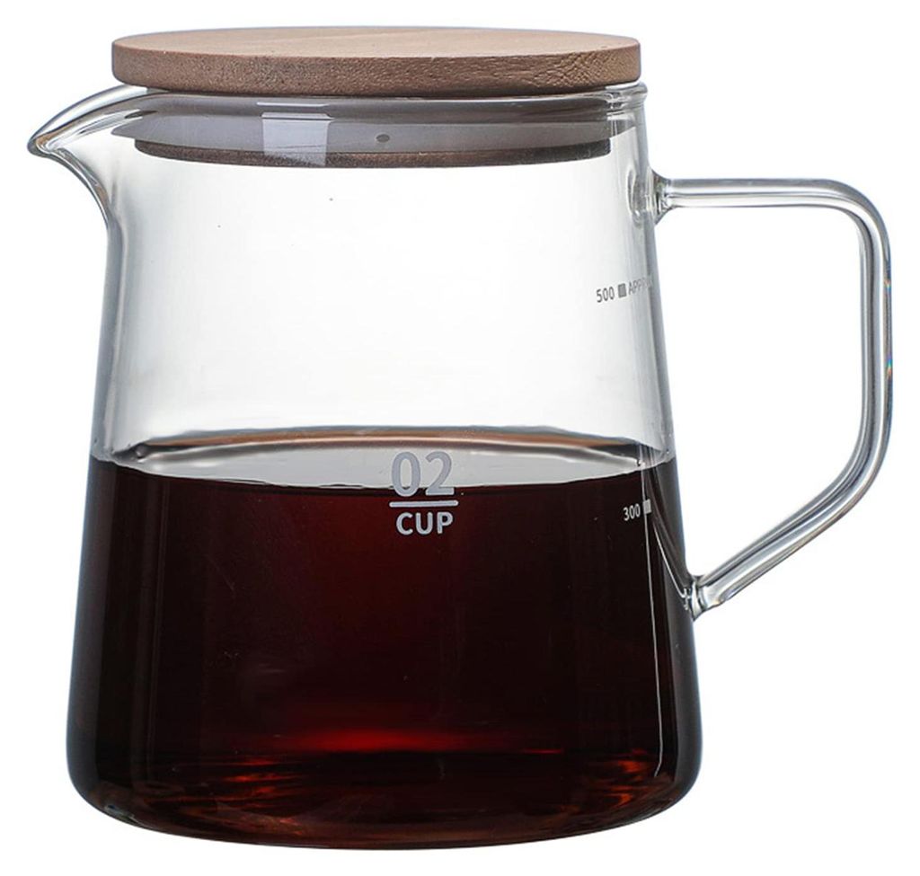 Glaskaffeeserver Kaffeekaraffe mit Deckel, Isolierglaskaraffe Kaffeekanne Isolierglaskaraffe für Saft Tee Kaffee Wasser(500 ml)