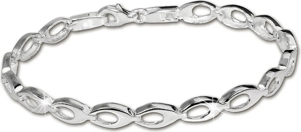 Bracelet ovale mat en argent véritable 19cm bijou de bras pour femme