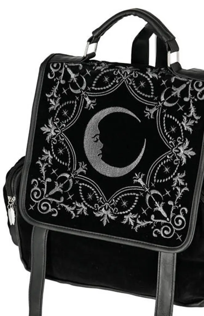 Petit sac à dos gothique Restyle Crescent en similicuir et velours