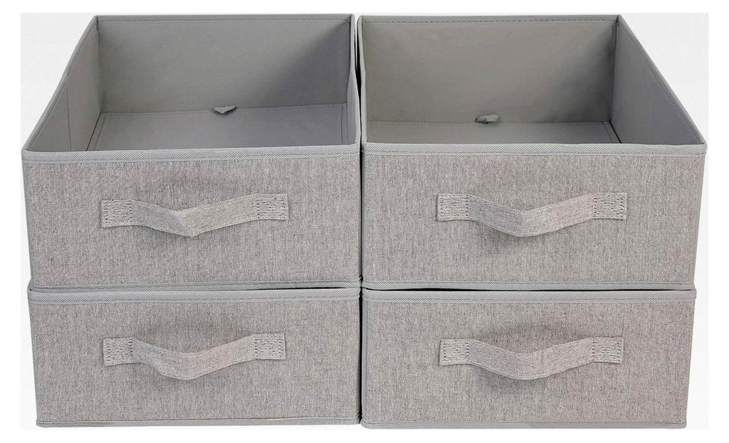 Organizer für Kleiderschränke, 4 Stück, faltbare Aufbewahrungsboxen 39 x 29 x 14 cm, für Kleidung, Hemden, Hosen, Handtücher, Spielzeug (Grau)