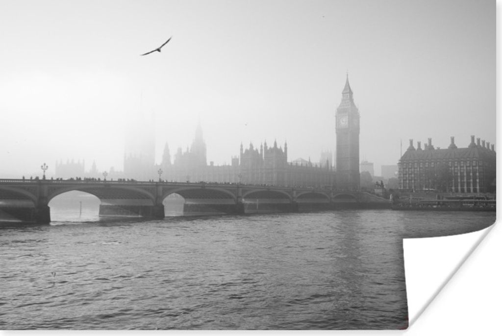 MuchoWow Poster Schwarz-Weiß-Bild des Big Ben in London 120x80 cm - Bilder