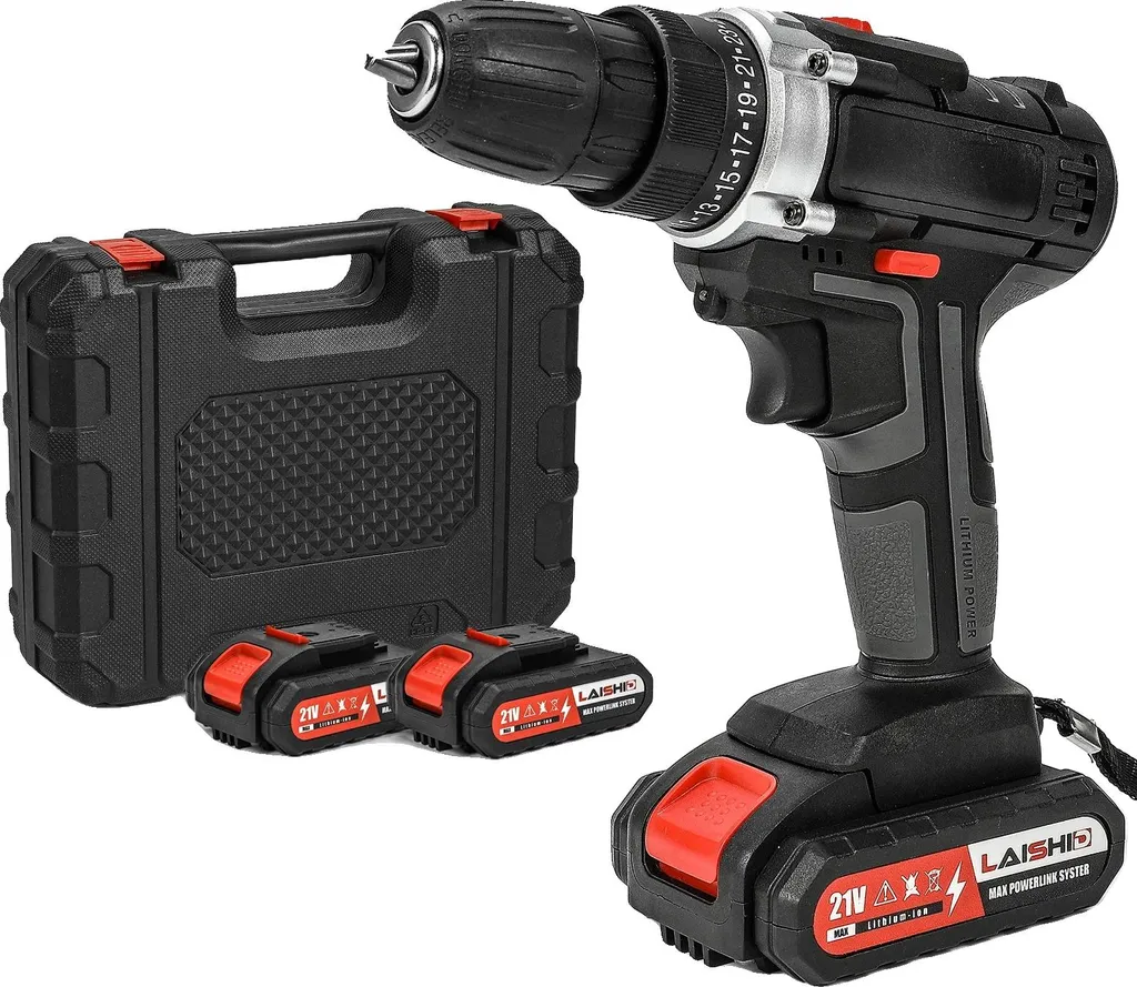 Perceuse visseuse sans fil ergonomique et son kit de 2 batteries lithium HP