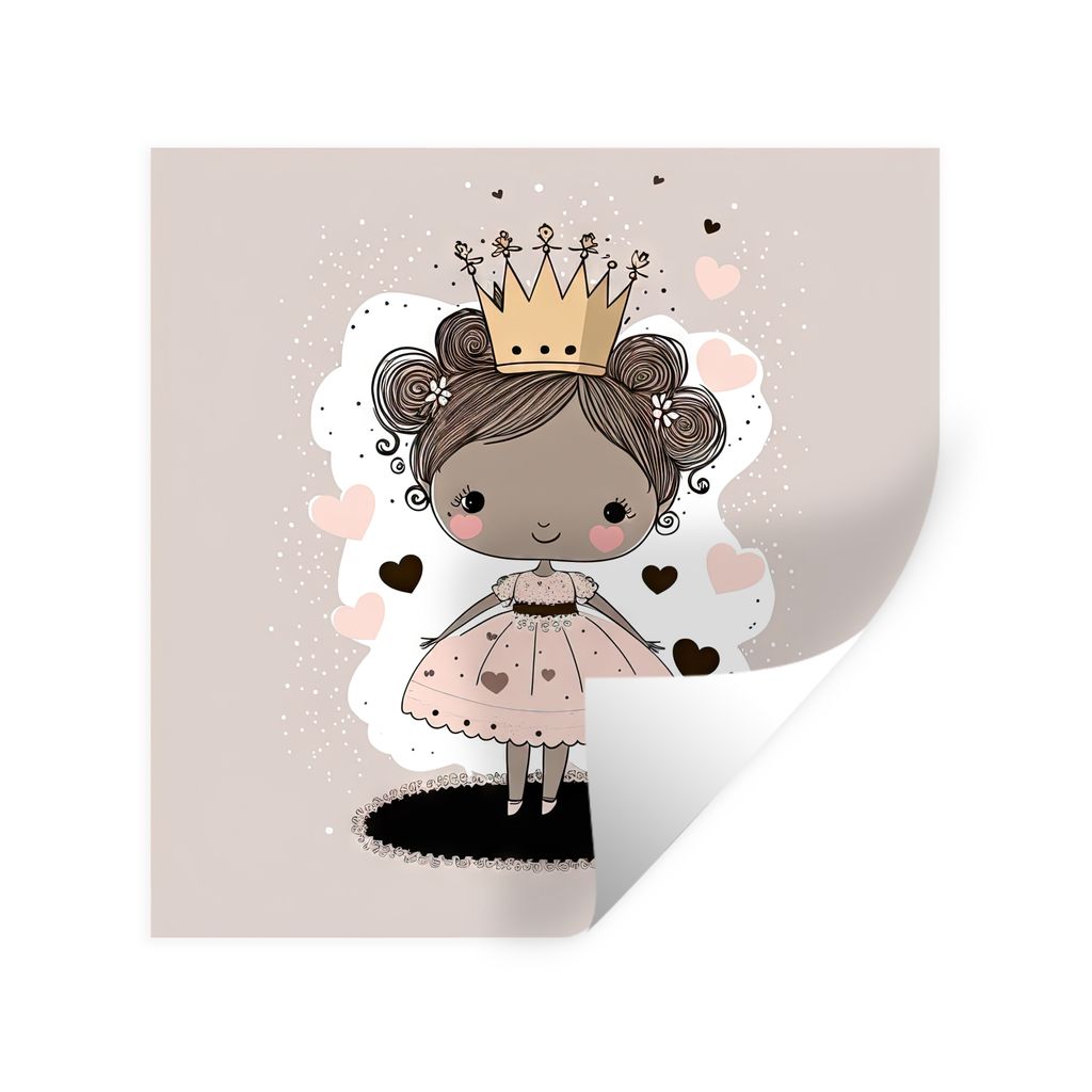 MuchoWow Wandtattoo Wandsticker Wandaufkleber Prinzessinnen - Kleid - Herzen - Pastell - Mädchen 50x50 cm Selbstklebend und Repositionierbar - S...