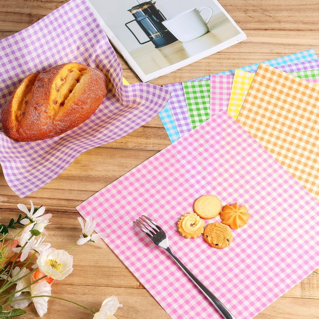 Deli Papier Vellen Lebensmittel 30x30cm - Lebensmittelkorb Auskleidung Wachspapier - Lebensmittel Sandwich Verpackungen - Küchenfeiern Veranstaltu...