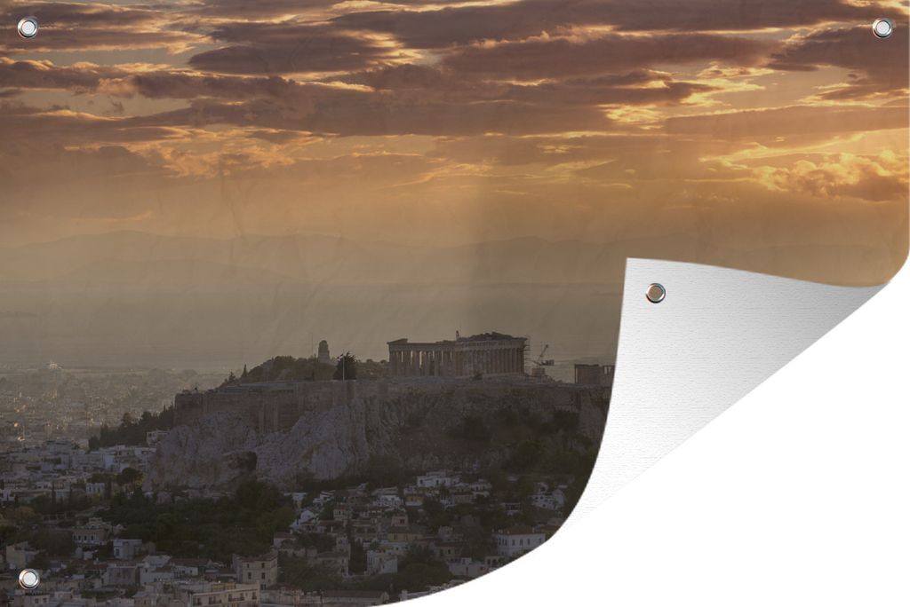 MuchoWow 60x40 cm Outdoor-Poster Gartendeko Sichtschutz Garten Poster für den Garten Der Parthenon bei Sonnenuntergang