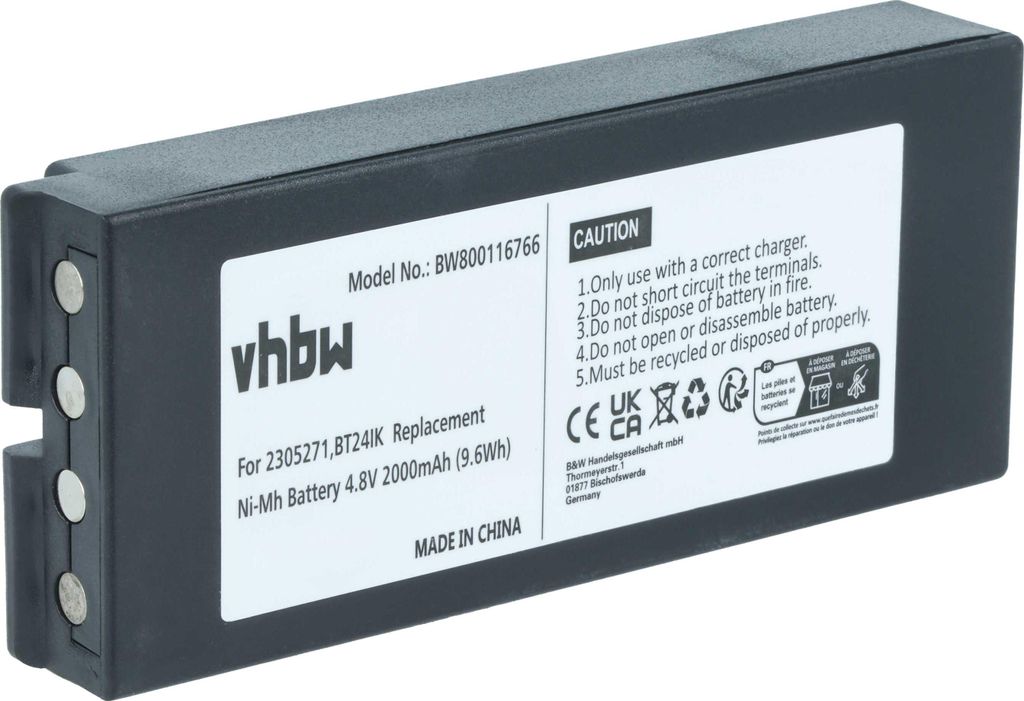 vhbw Akku Ersatz für Danfoss 2305271, BT24IK für Industrie-Funkfernsteuerung Fernbedienung (2000 mAh, 4,8 V, NiMH) - Schwarz
