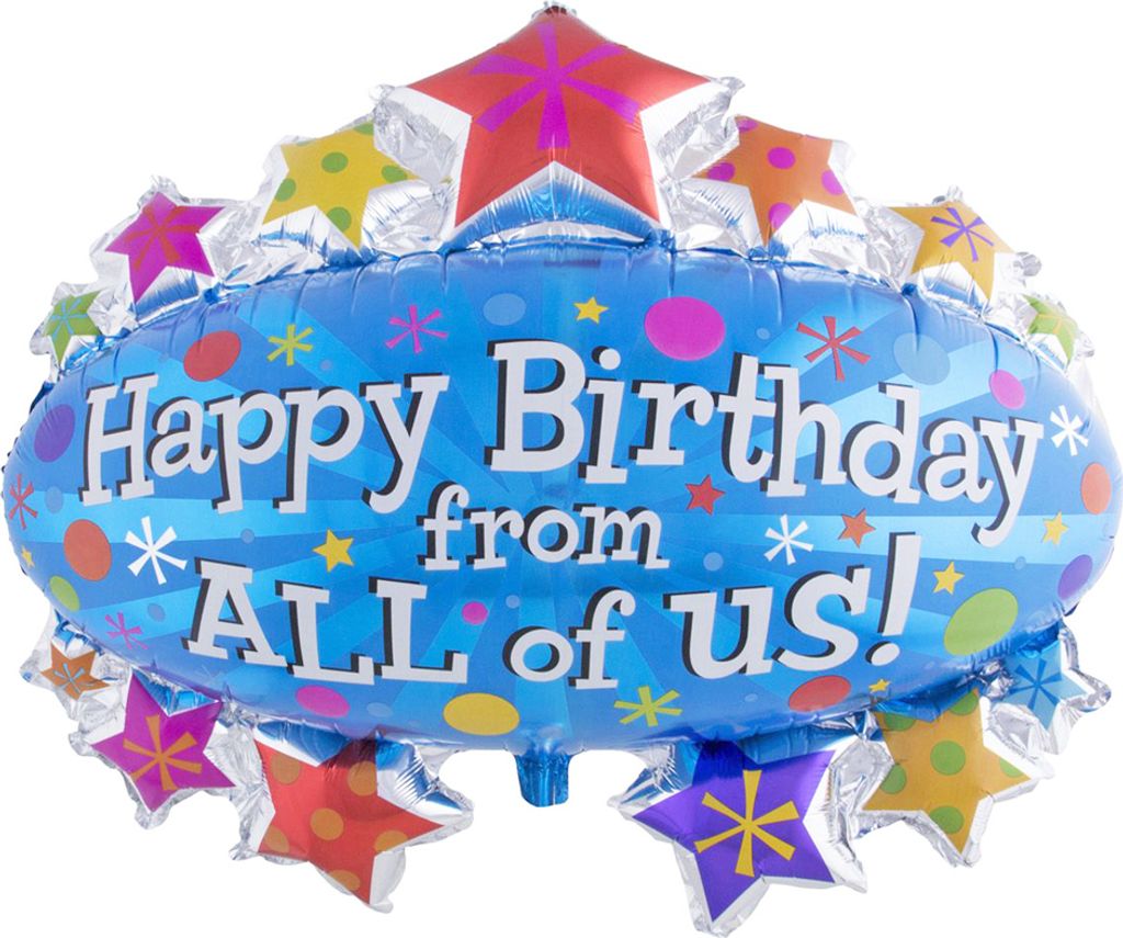 XL Folienballon "Happy Birthday from All of Us" | 95 x 90 cm