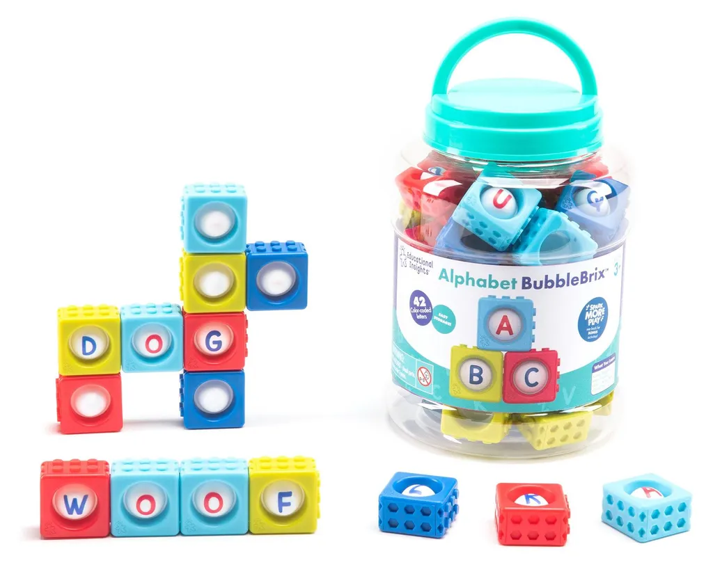 Blocs alphabet sensoriels BubbleBrix anti-stress pour l'éveil