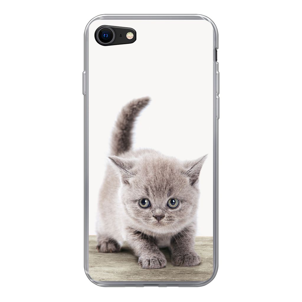 MuchoWow Handyhülle Schutzhülle Hülle für iPhone SE 2022 Kätzchen - Katze - Haustiere - Jungen - Kinder - Mädchen Silikon Softcase Handy H...
