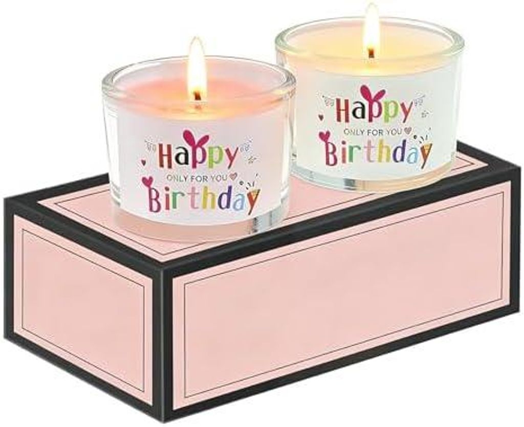 2 Stück Geburtstagskerzen,Happy Birthday Kerze Kerzen Geburtstag Duftkerzen Im Glas für Frauen Mama Mütter Beste Freundin Schwester Oma Paare Pe...