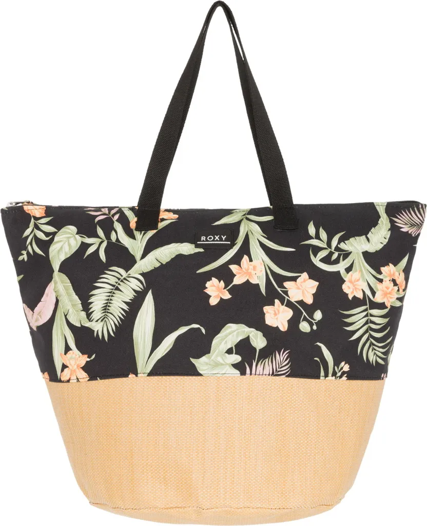 Roxy Shopper Waikiki Life Antracite - Borsa Mare 30L con Manici Corda