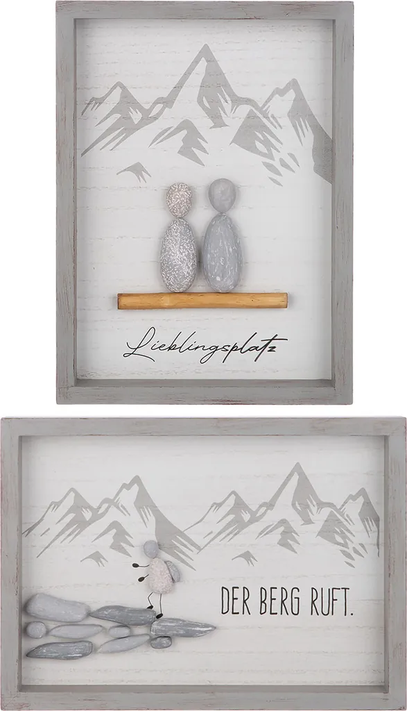 Décoration Murale Gilde en Bois et Résine Grise 33cm Motif Montagne