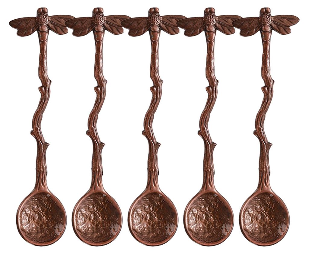 5-teiliges Set Vintage-Kaffeelöffel mit gehämmertem Libellengriff, Eis- und Dessertlöffel für Kaffee, Honig und Marmelade, kunstvolles Geschirr...