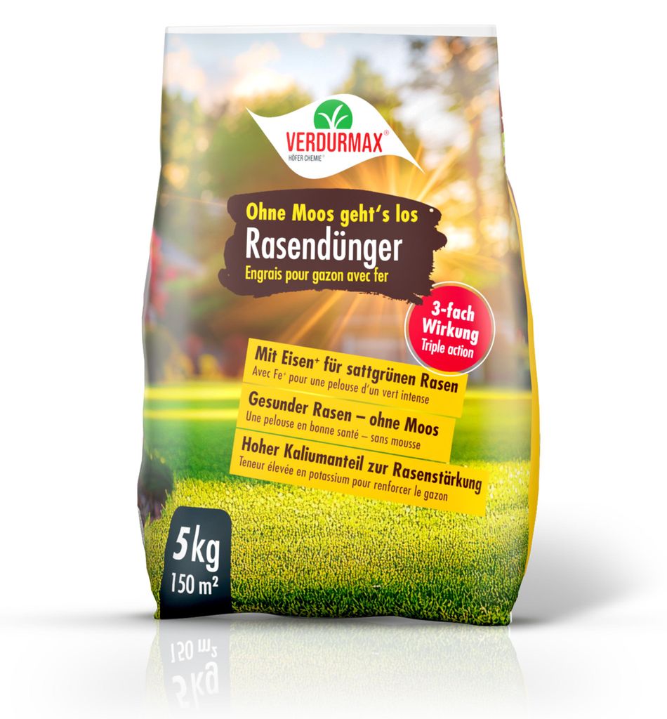 1x5 kg VERDURMAX Rasendünger mit Eisen - Ohne Moos geht ́s los