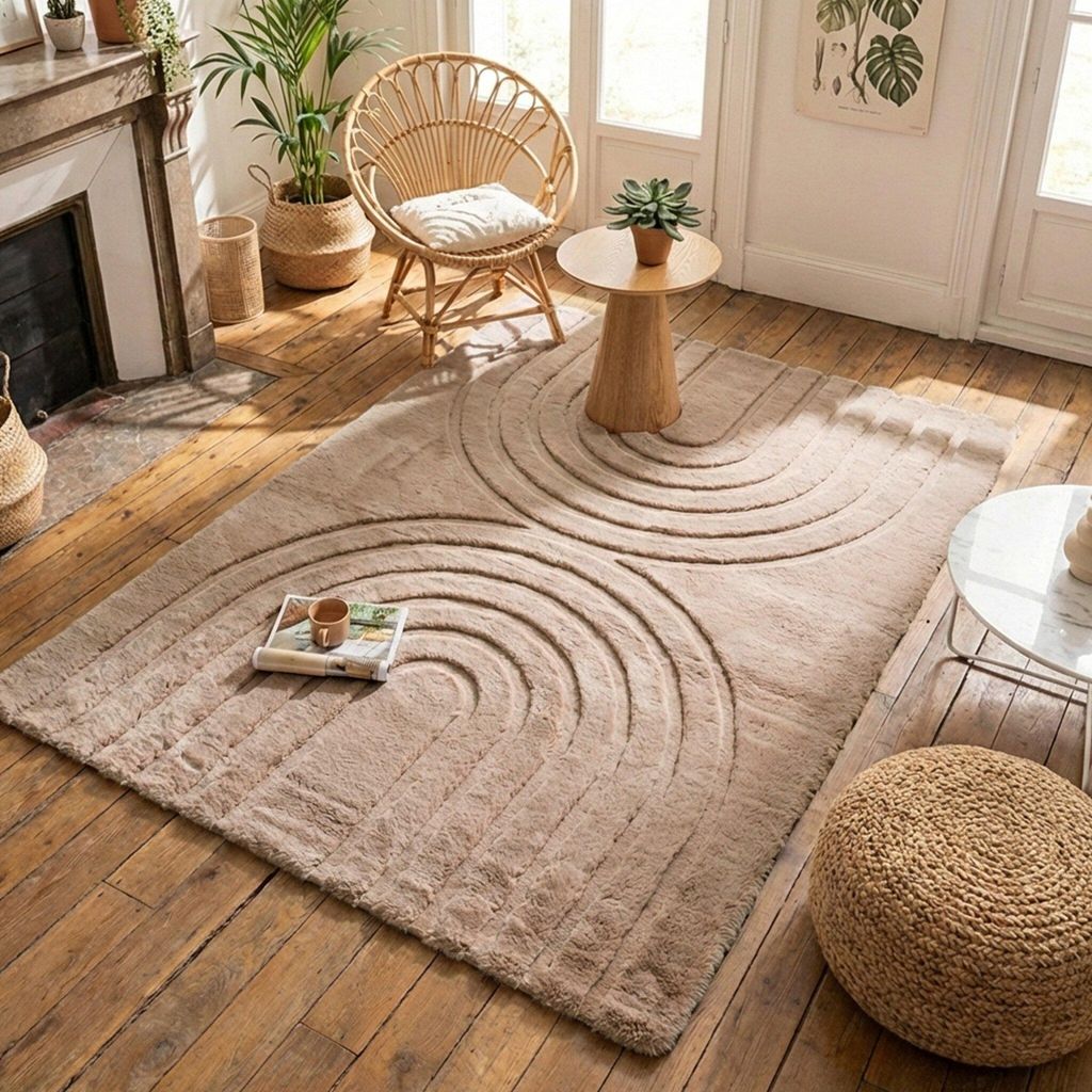 Volero - Hochflor Teppich - Carvy Arches Taupe - 200x290 cm - Wohnzimmer, Kinderzimmer, Schlafzimmer, Babyzimmer - Boho, Klassik, Industrielle, Lä...