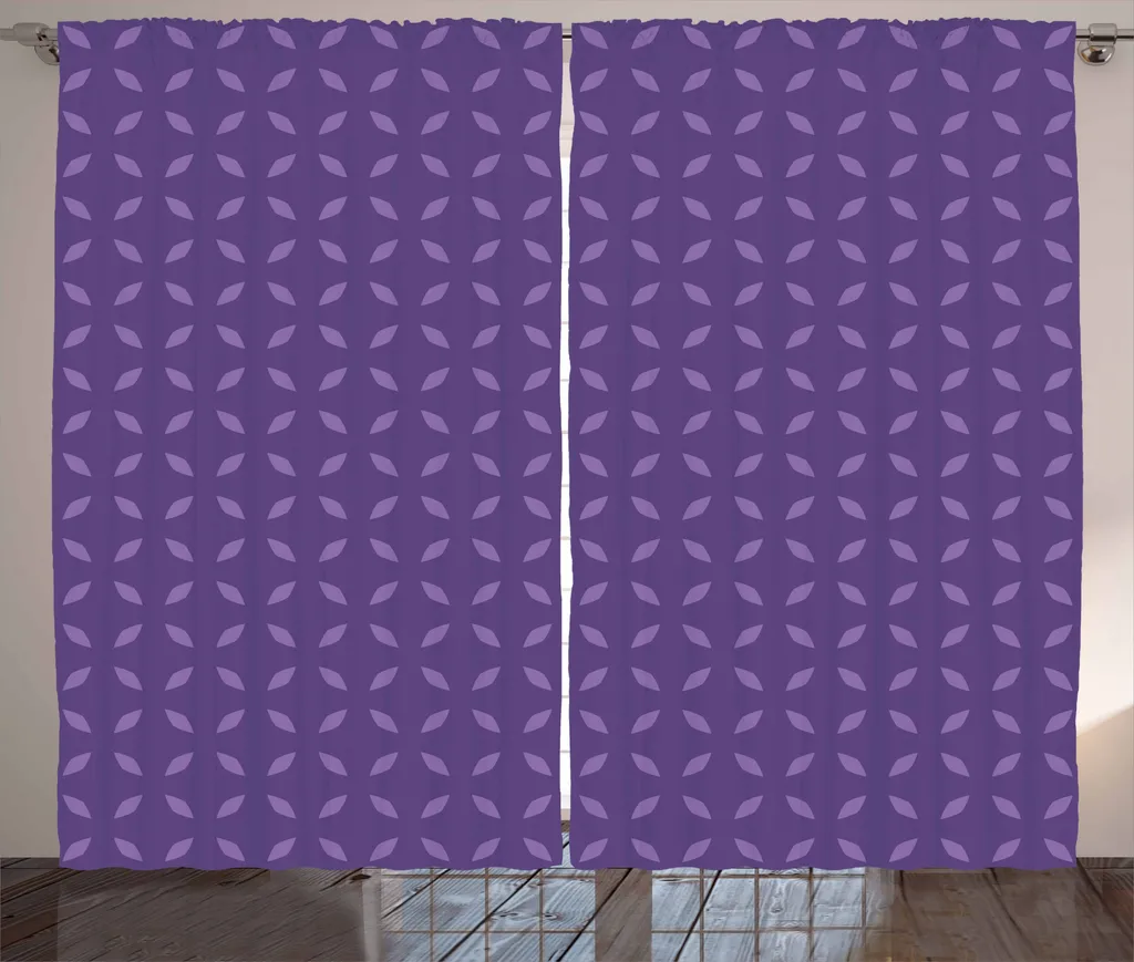 ABAKUHAUS Tenda geometrica rustica, design monocromatico, tenda con passanti e ganci per camera da letto, 280 x 175 cm, malva e viola scuro