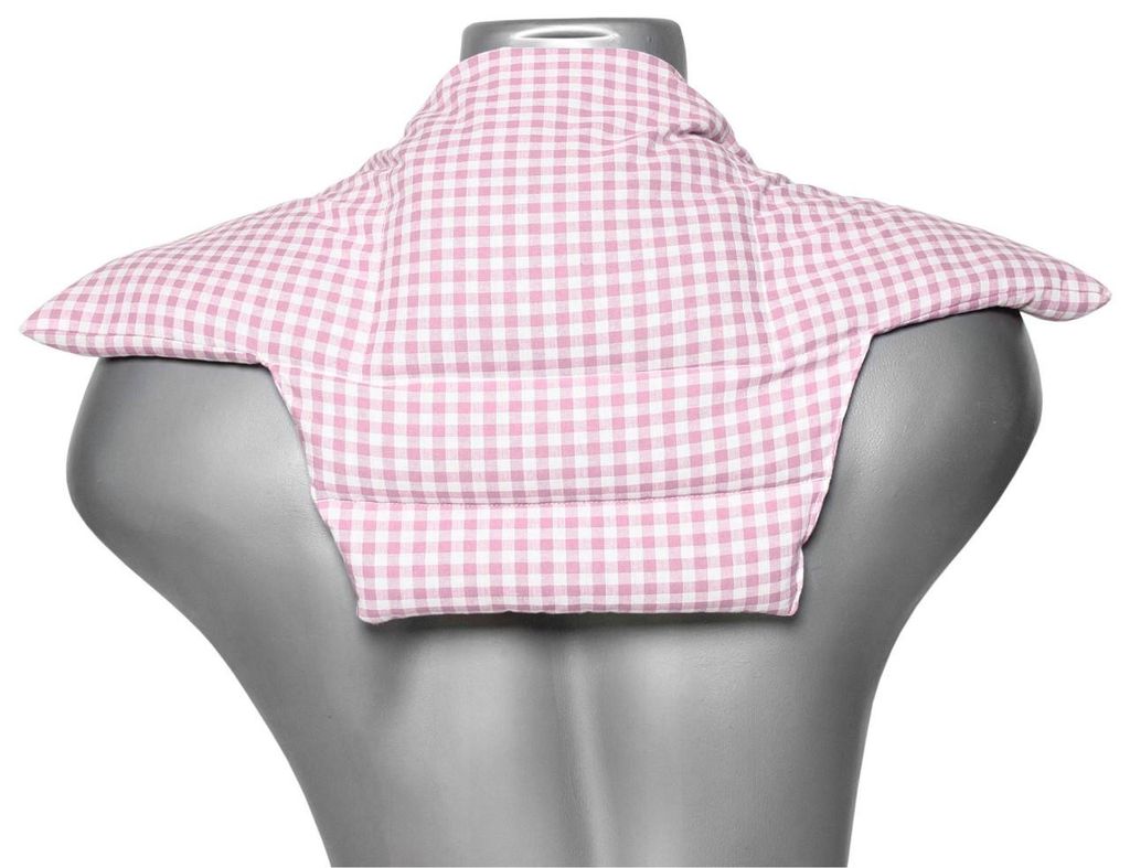 Nackenkissen Komfort - Bio-Stoff rosa-weiß - Kirschkernkissen - Wärmekissen & Kältekissen - 5-Kammer Rücken Schulter Nacken