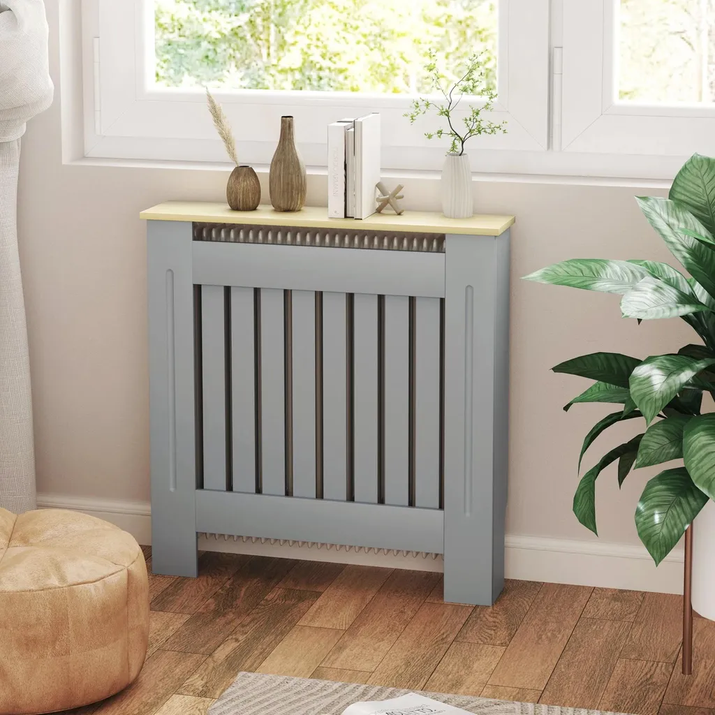 Cache-radiateur pour Salon et Chambre Gris - Meuble MDF 78 x 19 x 83 cm