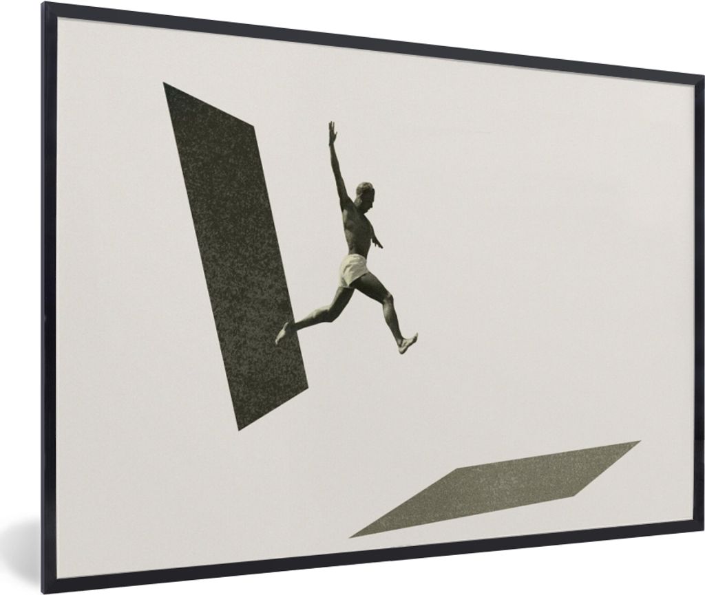 MuchoWow Gerahmtes Poster Jahrgang - Mann - Design 90x60 cm - Poster mit Schwarzem Bilderrahmen Wandposter Rahmen Foto Bilder - Fotorahmen - Foto...